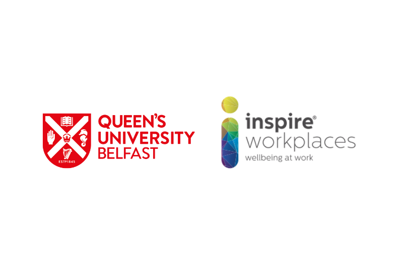 Image shows QUB and Inspire Workplaces logos